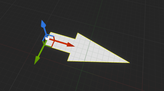 A screenshot of a yellow flat arrow drawn along the X axis.