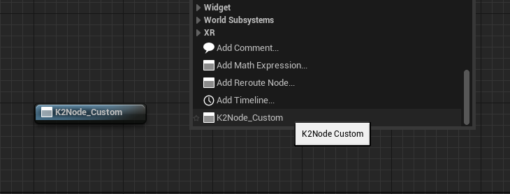 A screenshot of a custom node in Blueprints. It has no pins.