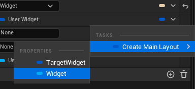 Property binding showing the new task name in the picker